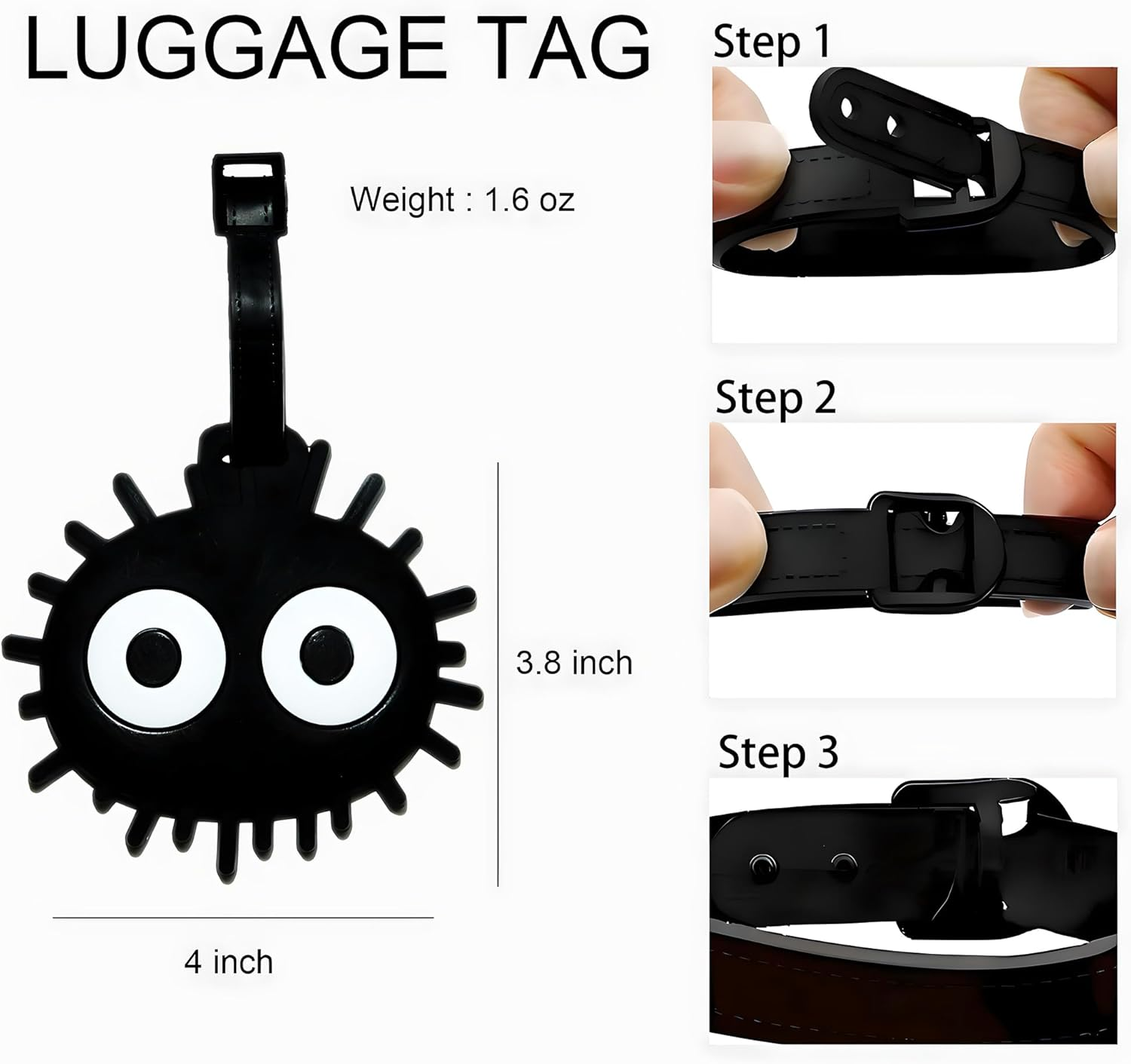 ANINIUCN Dust Bunny Silicone Luggage Tag &ndash; Cute Quirky ID Label for Suitcases, Backpacks & Travel Bags &ndash; Fun Travel Accessory for Teens & Adults - Cartoon Poop-A image number 5