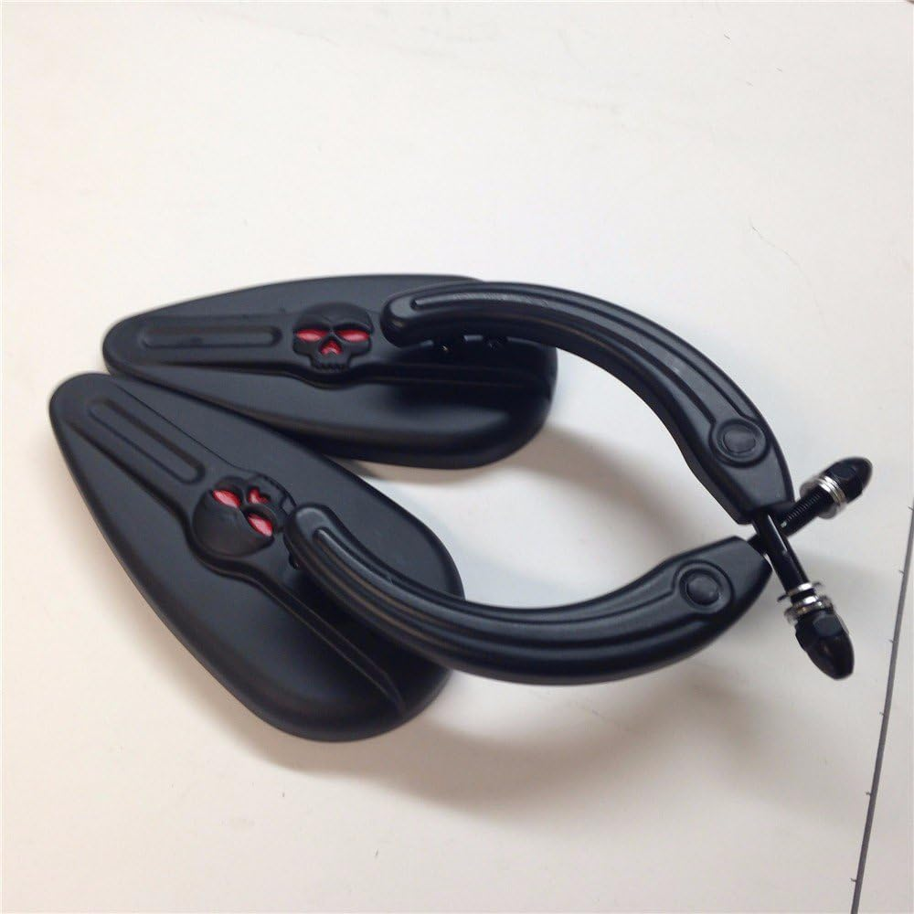 HTT Black Aluminum Teardrop Shape Skull Zombie Emblem Mirrors for Harley Sportster Dyna Touring Dyna Wide Glide EFI FXDWGI image number 4