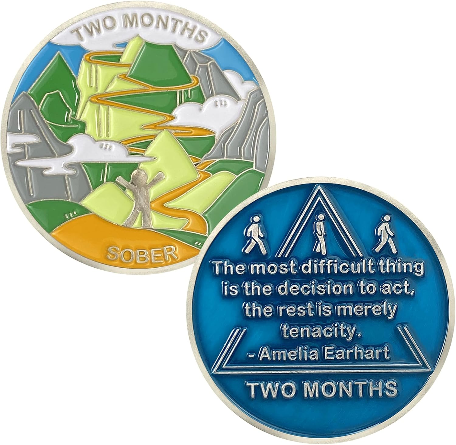 2 Month Sobriety Coin, AA Chips and Medallions Sobriety Coin Recovery Chips Alcoholics Anonymous Addiction Recovery Men Women image number 1