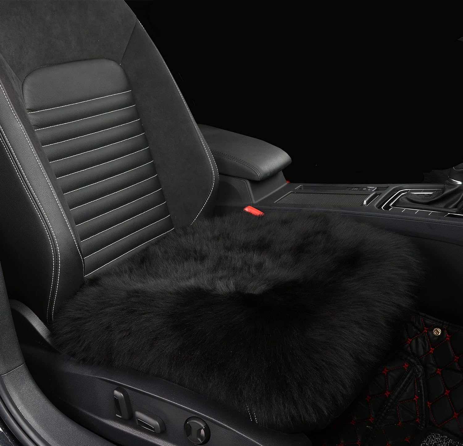 Winter Warmth: Universal Sheepskin Seat Cushion Cover - Natural Wool, for Cars, Trucks, Suvs & Vans - Cozy & Stylish Driving Companion Front Pink