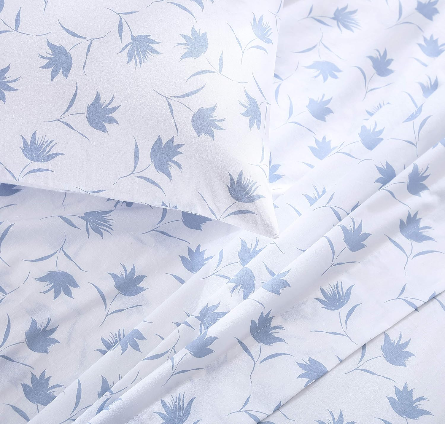 Stone Cottage - Queen Sheets, Cotton Percale Bedding Set, Crisp & Cool Home Decor (Floral Breeze, Queen) image number 3
