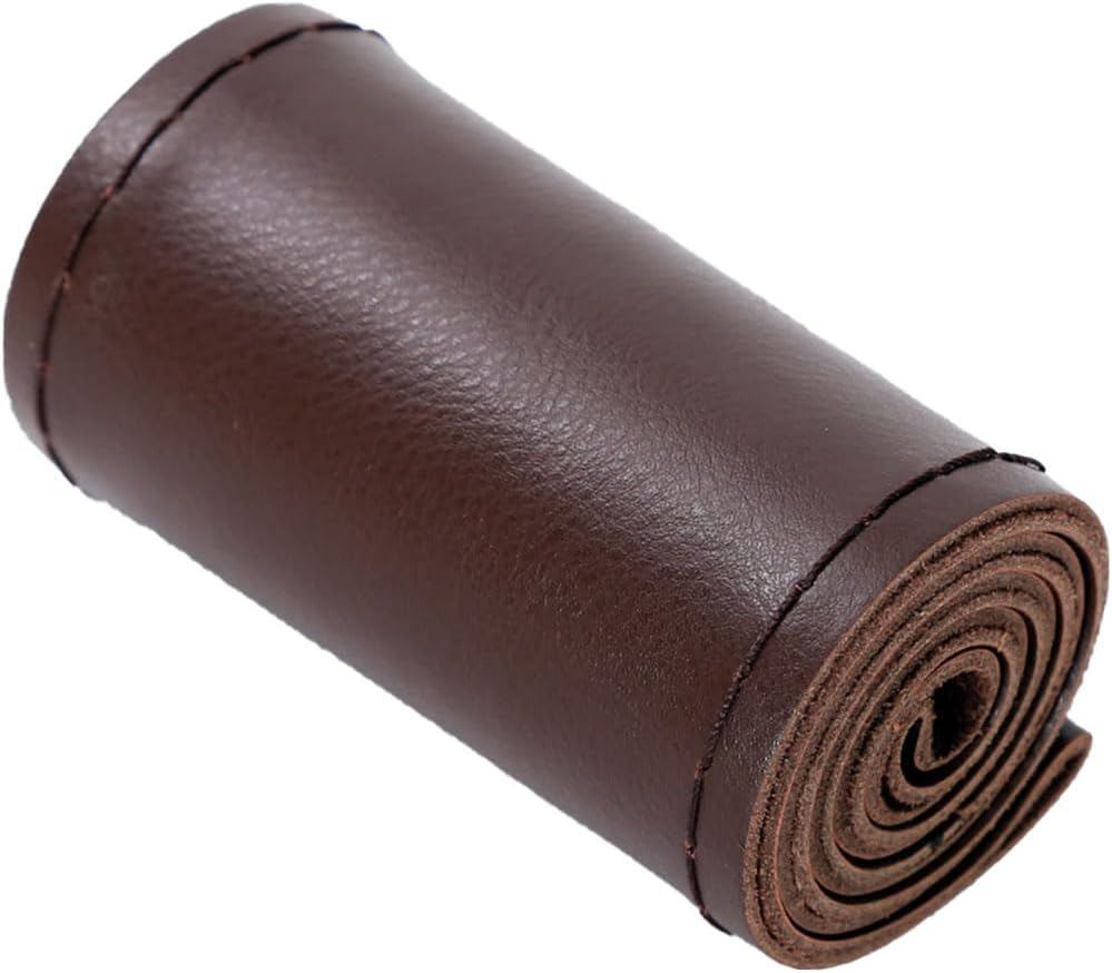 AIMALL Real Cow Leather DIY Car Steering Wheel Cover - Soft Glossy Finish, Fits 37Cm-38Cm (15 Inches) Steering Wheels