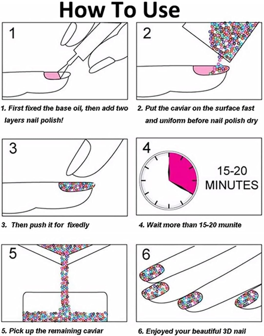 4 Colors Caviar Beads Nail Crystals Micro Pixie Beads Multicolor Glass Pixie Crystals for 3D Nail Art DIY Charms Decorations (Crystal Ab) image number 3