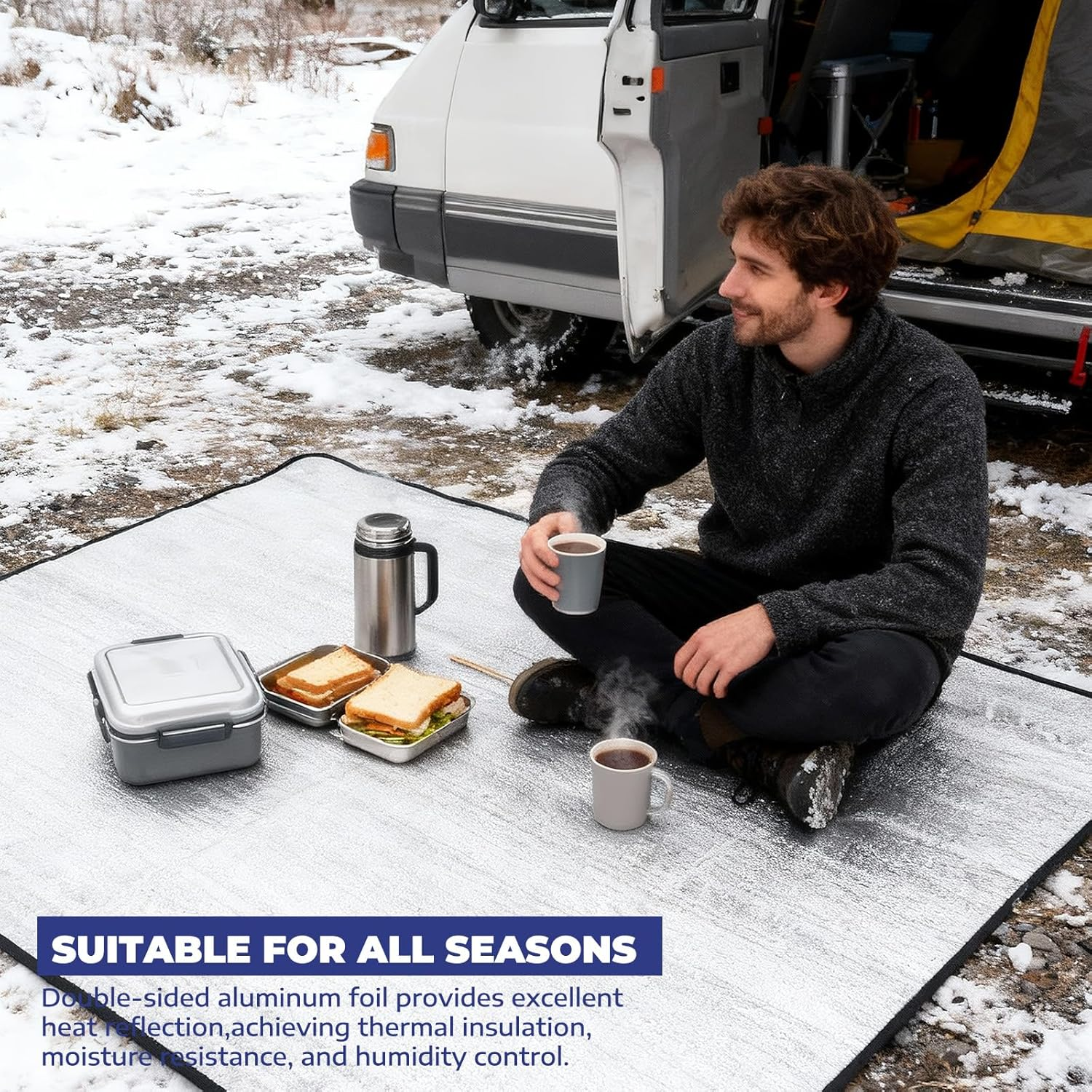 AFAIK Sleeping Mat, Foldable Camping Sleeping Mat Made of Aluminium Foil, Silver, 100 X 200 Cm, Ultralight image number 4