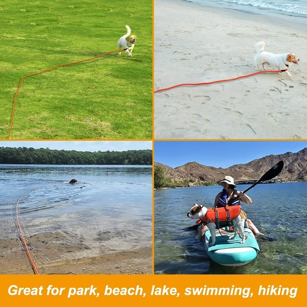 Long Dog Leash, 32Ft Reflective Dog Training Leash for outside and Yard, Floating Long Line Lead with Soft Handle for Camping, Hiking, Swimming, Beach and Lake (Orange) image number 2