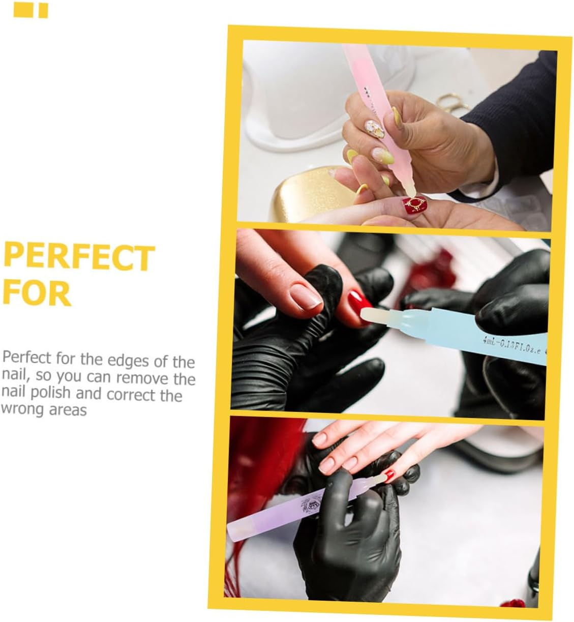 TOPPERFUN 3Pcs Nail Polish Cleaning Pens Manicure Accessory for Precision Edging Easy Correction Removal of Nail Polish