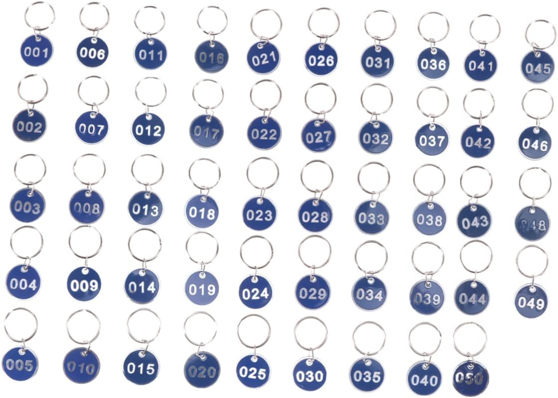 Parliky 50Pcs Aluminium Alloy Luggage Id Tags Metal Number Plates Blue Key Ring Labels for Travel Suitcases Storage Tags Compatible with Home, Office, Hotel Use image number 2