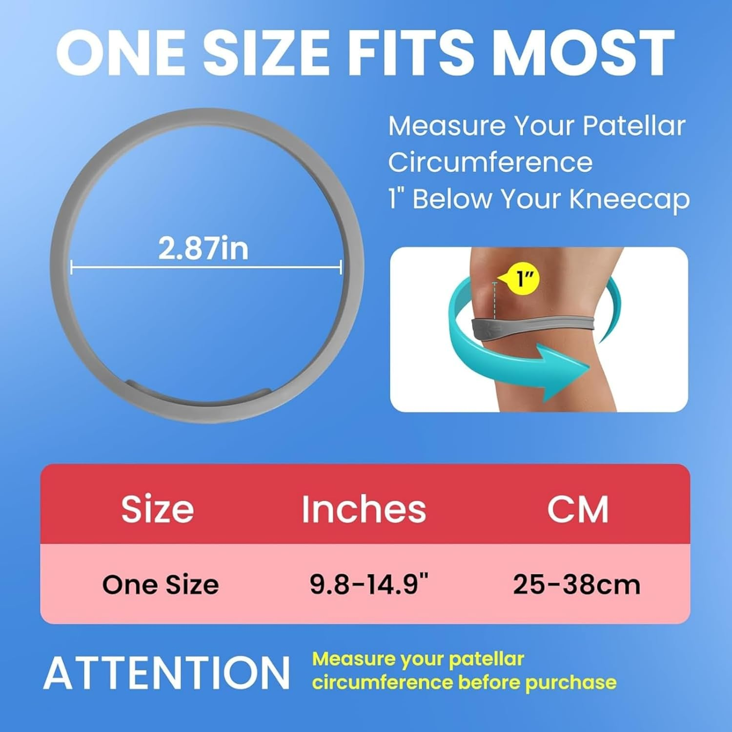 Adjustable Knee Brace for Women & Men with Patellar Tendon Support - 2Pcs Compression Knee Strap for Pain Relief, Arthritis, Meniscus Tear, Running, Hiking, Sports - Non-Slip, Waterproof Design (Gray) image number 2