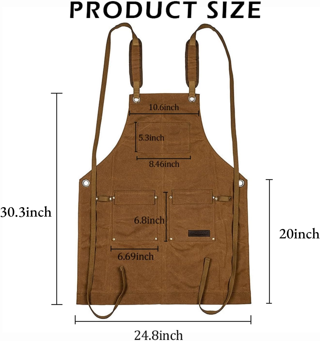 JOVALA Chef Apron Waterproof Cooking Gardening Apron with Adjustable Straps & 4 Pockets for Men Women Canvas Shop Apron Carpenters Barista Woodworking Heavy Duty Work - Black image number 3