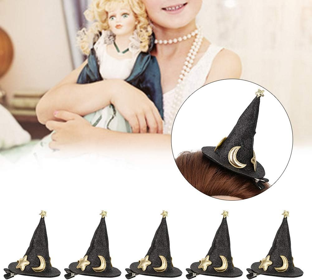 Gavigain Mini Witch Hat Hair Pins Cute Hair Clips Halloween New Year Christmas Holiday Decoration for Kids Black 5 Pieces image number 2