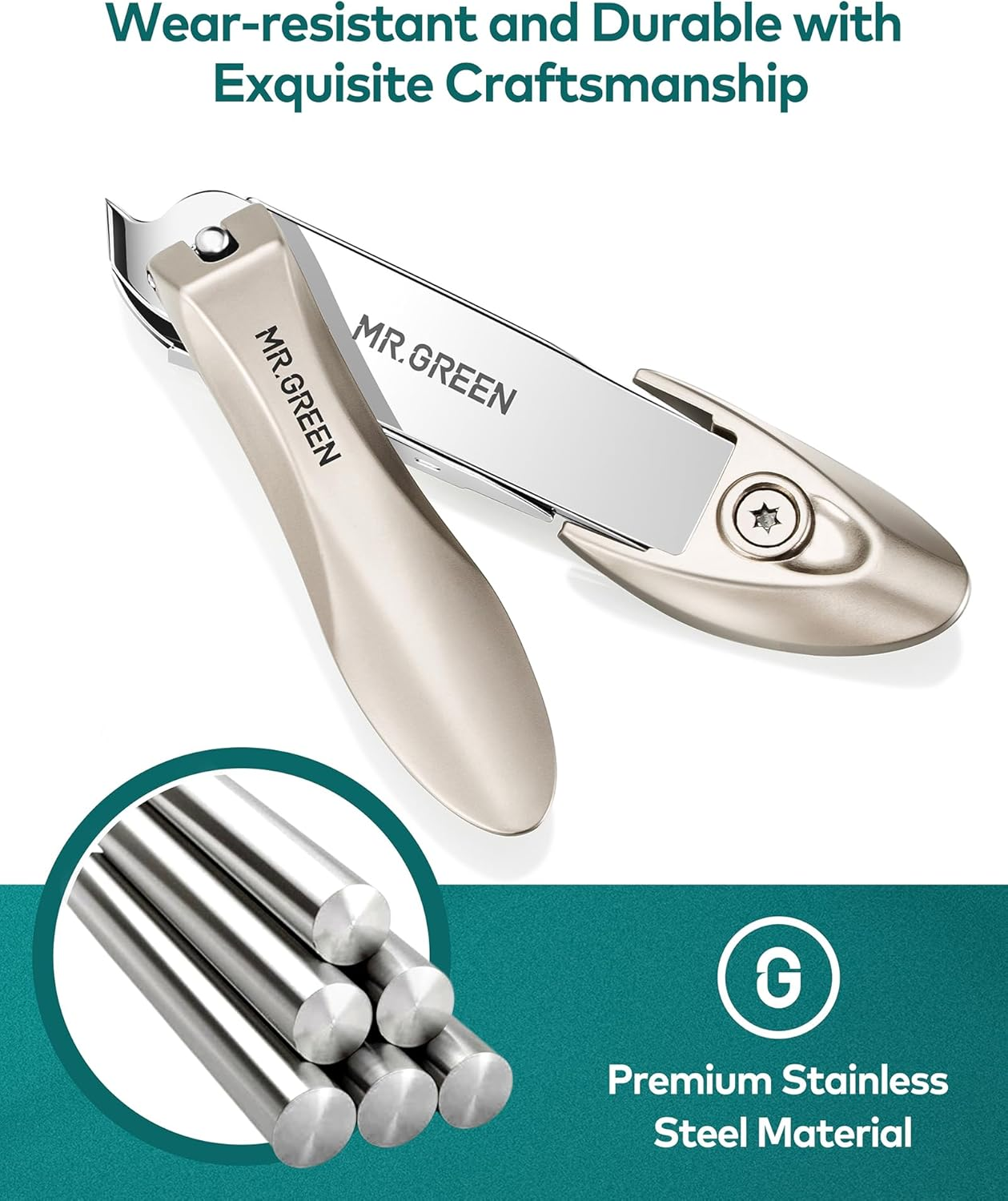 Nail Clipper with Catcher, Slanted Edge Nail Cutting Clippers Stainless Steel Fingernail and Toenail Cutter Trim with File for Men and Women image number 6