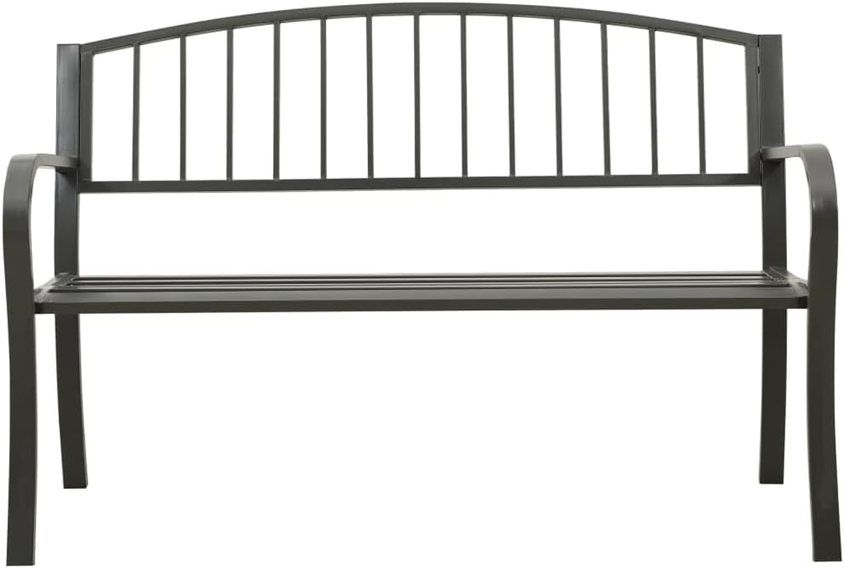 Vidaxl Garden Bench - Grey Powder-Coated Steel, 120 Cm Width, Comfortable Outdoor Seating for Patio & Garden Spaces image number 2