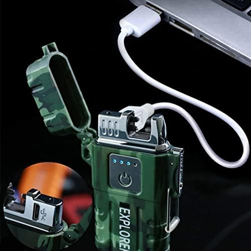 USB Rechargeable Dual Arc Plasma Lighter - Windproof Waterproof Flameless Electric Lighter for Camping, Hiking, Survival Tactical image number 4