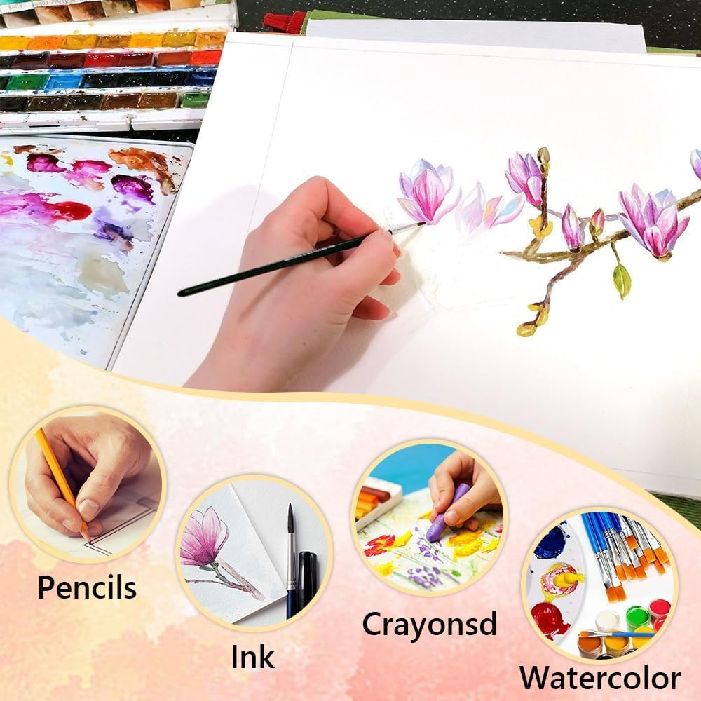 Igolife 50 Sheets Watercolor Paper 13.5 X 19.5 Cm 140Lb/300Gsm Thick Off-White Painting Paper Art Supplies for Adults Sketch Pad Water Color Paper Gifts for Students image number 4