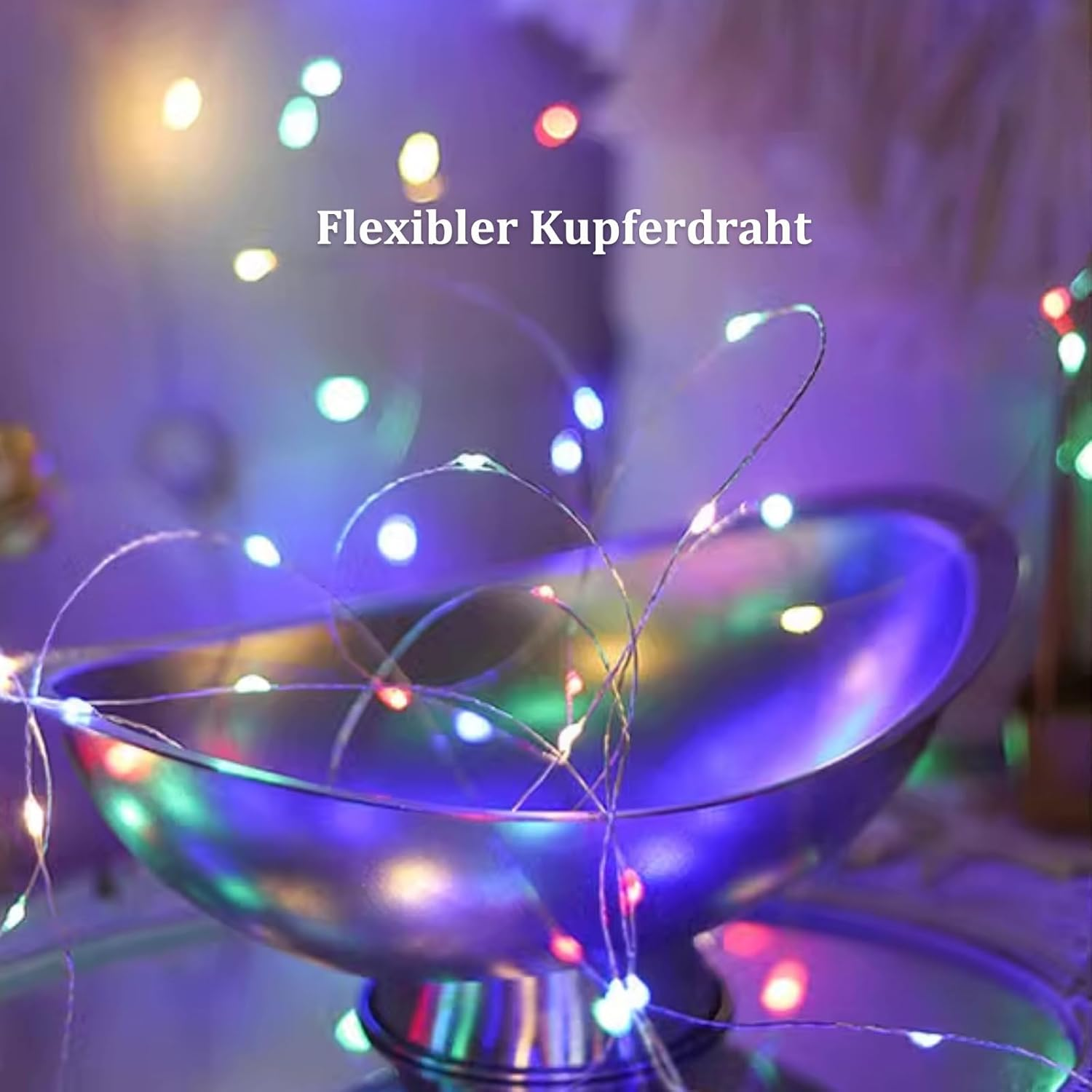 ENLACE LED Copper Wire Fairy Lights, USB Powered, 3 Metres, 30 Multicoloured Leds, Waterproof, Decorative Lighting for Indoor and Outdoor Use image number 3