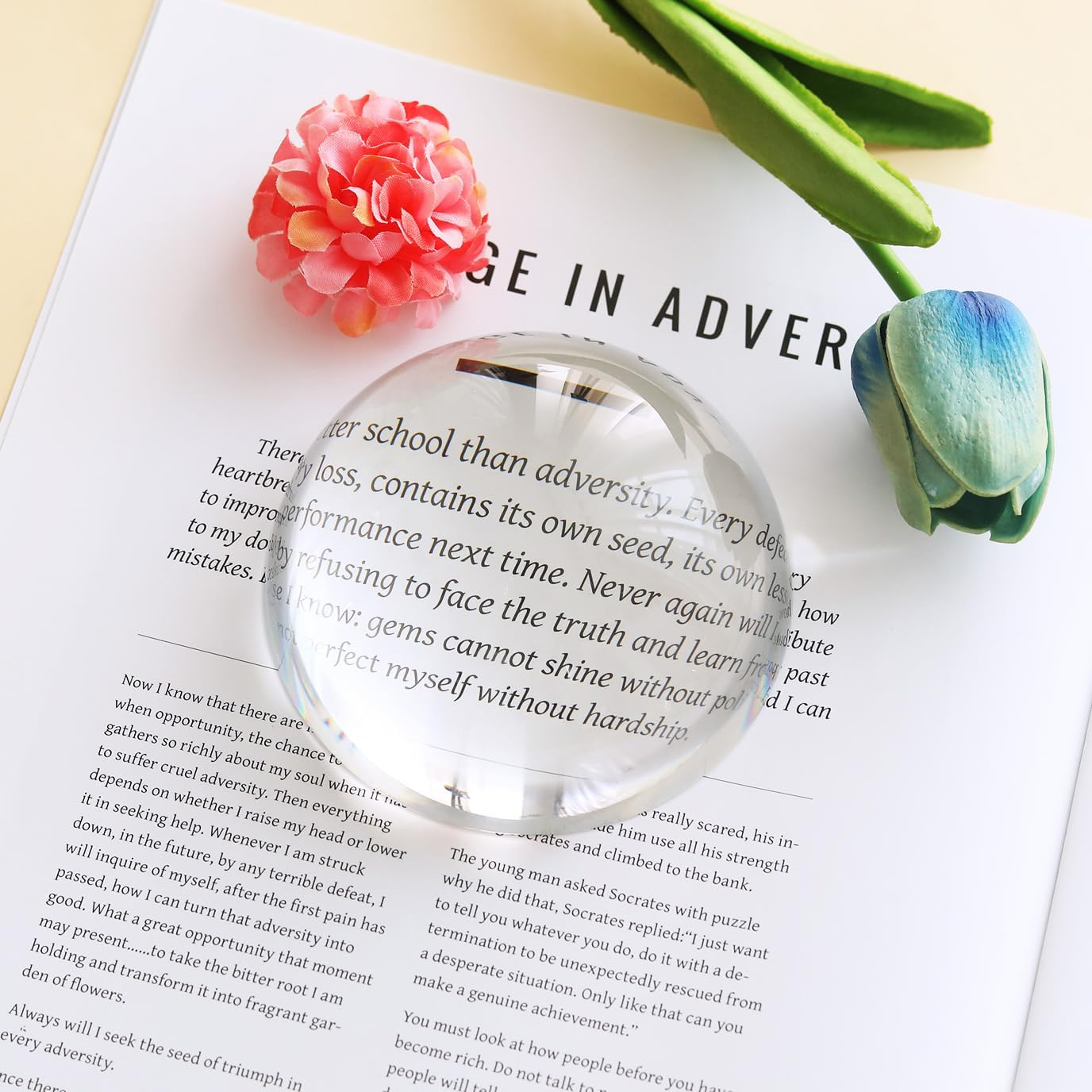 LONGWIN Crystal Dome Magnifier/Paperweight Reading Magnifying Glass-3.9 Inch image number 4