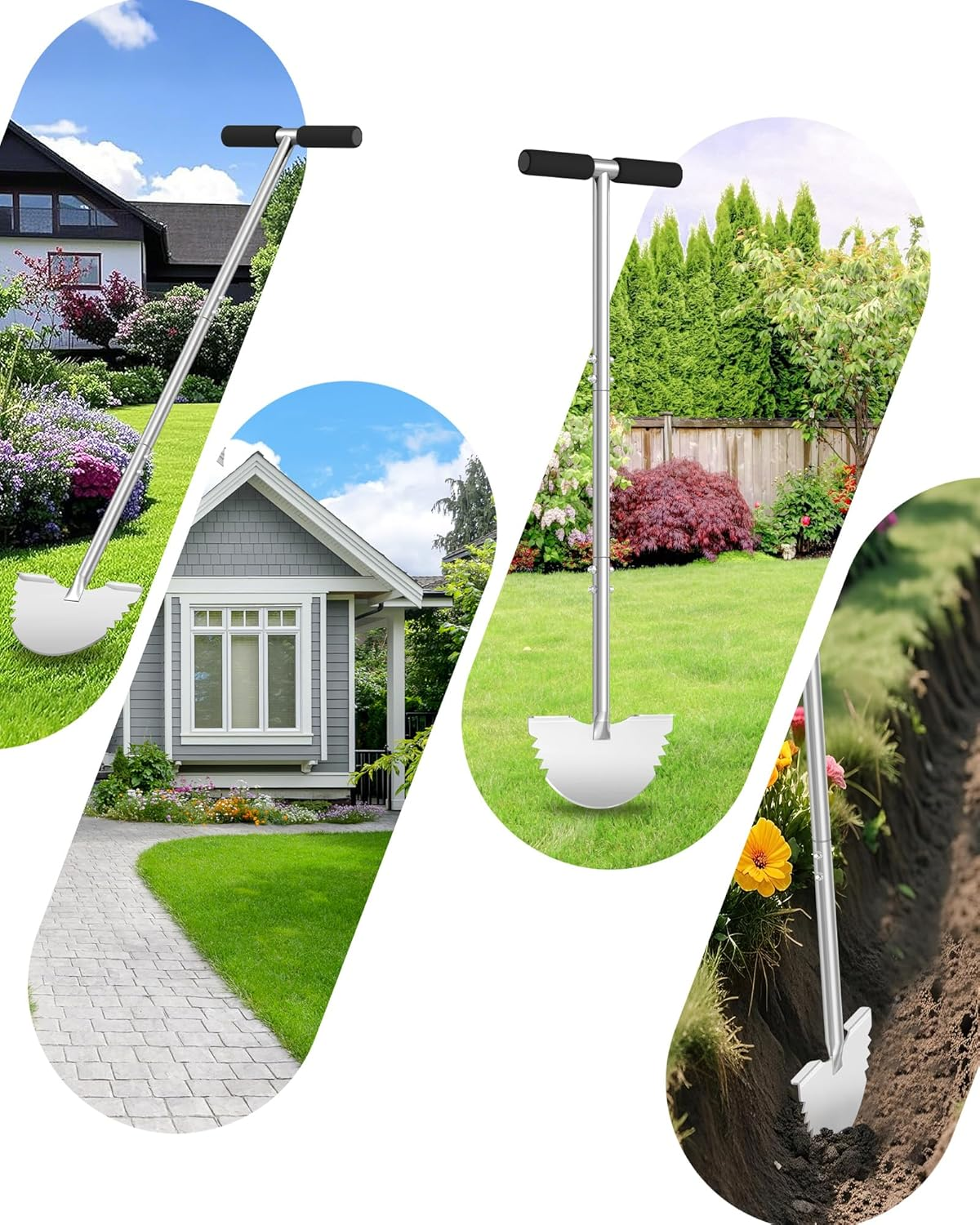 KYEEN-TOOLS Serrated Edger Lawn Tool - Half Moon Shovel with Softer T-Handle, Lawn Edger for Yard, Garden, Landscaping, Sidewalk, Cable Burial - Ergonomic Design, Rust-Proof, 38 In image number 4