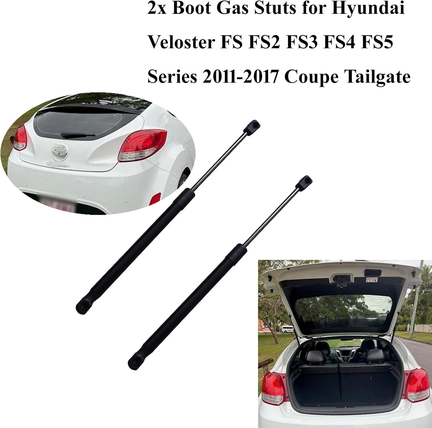 2 Tailgate Boot Gas Struts for Hyundai Veloster FS Coupe 2011-2017 SR Turbo Hatchback Rear Hatch Door Trunk Lid Liftgate Lift Support Shock Springs