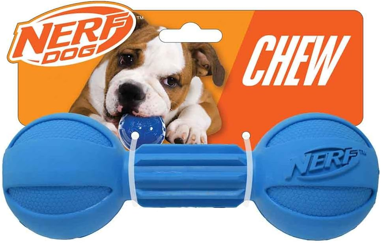 Nerf Dog Barbell Chew Dog Toy, Large, Red Medium
