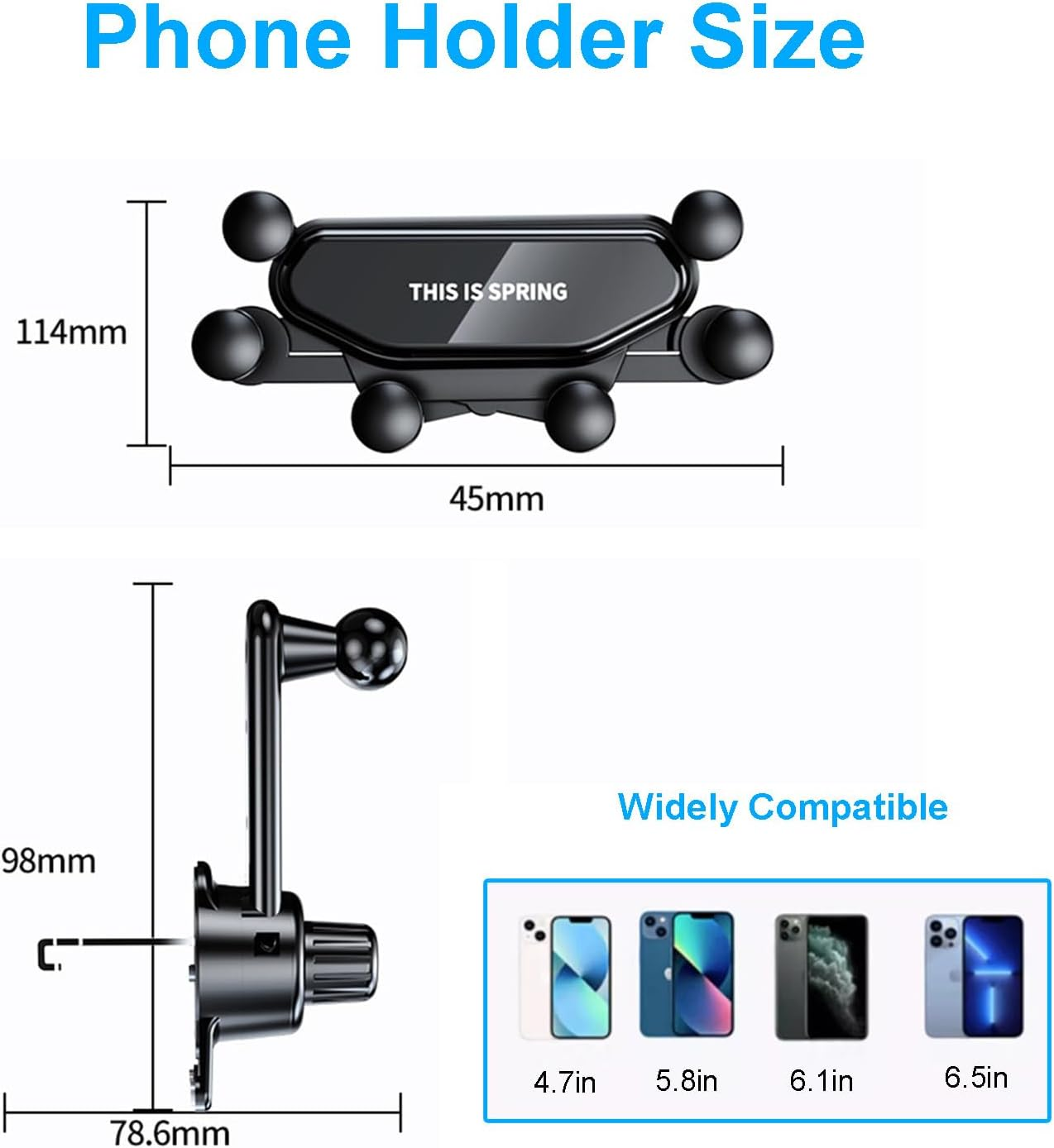 Car Phone Holder Mount with Newest Metal Hook Clip 360&deg; Rotation Six-Point Gravity Air Vent Cell Phone Car Mount Hands Free Universal Automobile Cradle Fit for 4.0-6.5 Inches Phones image number 5