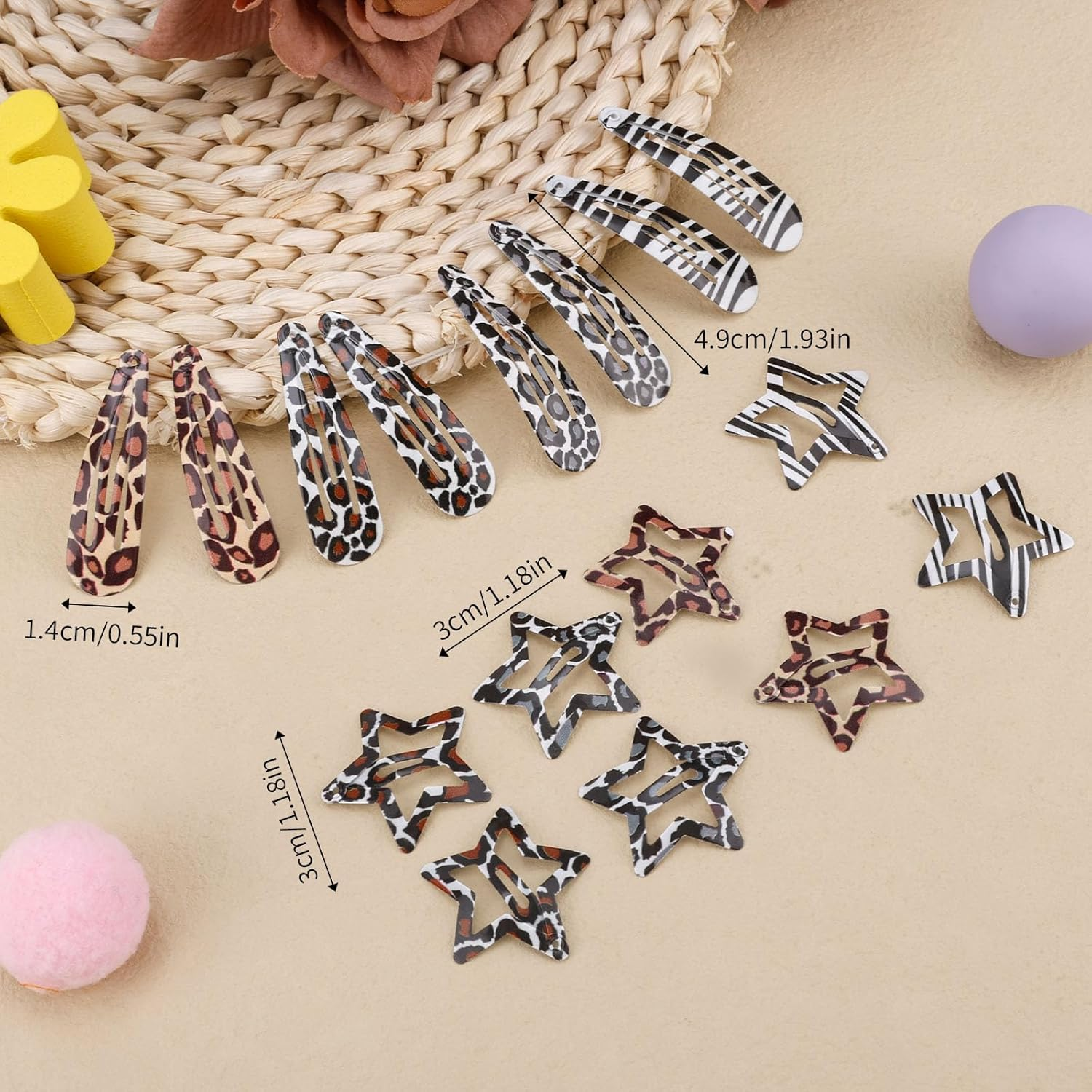 16Pcs Leopard Hair Clip for Woman, Metal Snap Barrettes Non-Slip Y2K Accessories for Thick & Thin Hair (Style 2) image number 4