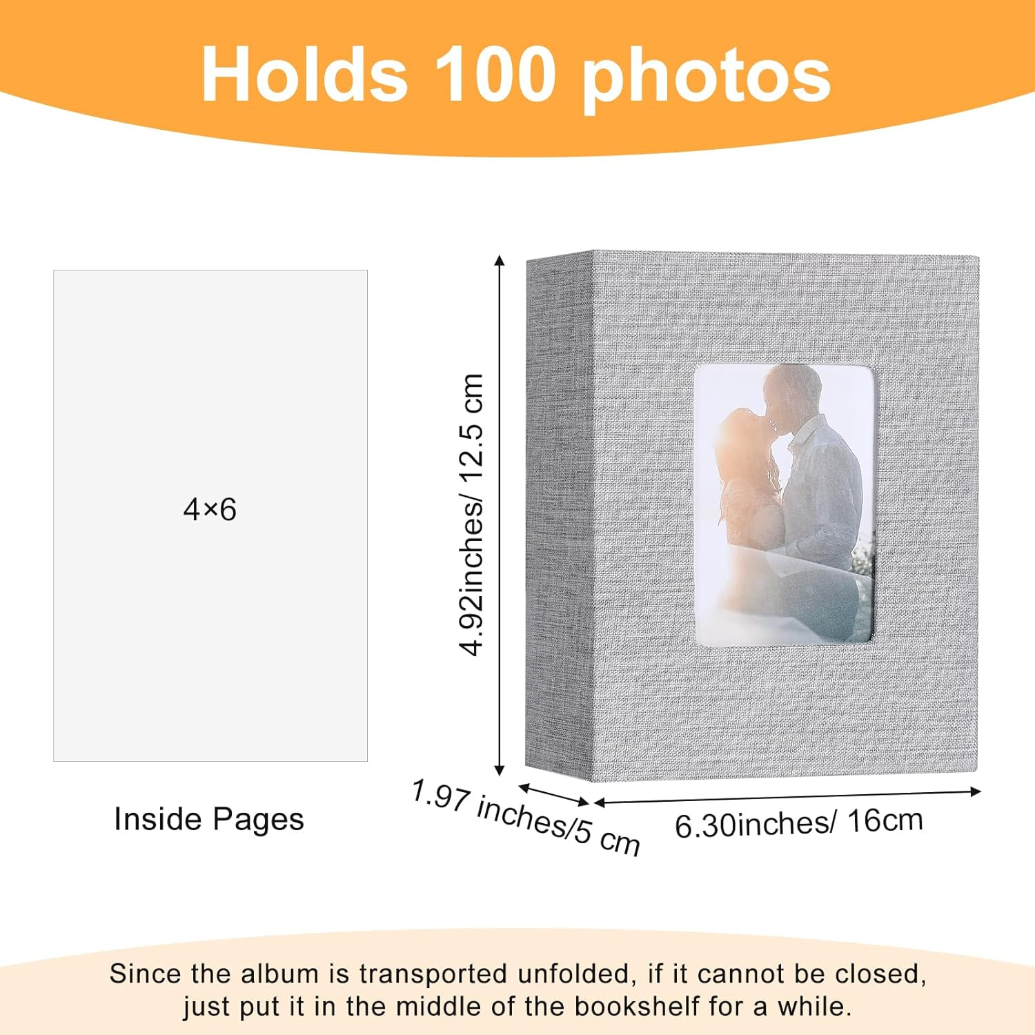 Small Photo Album 4X6 Slip-In Picture Album, 50 Pages Holds 100 Photos, Extra Large Capacity 4X6 Photo Albums, Acid-Free Pages Picture Book for Photos Family Anniversaries Baby Vacations image number 1