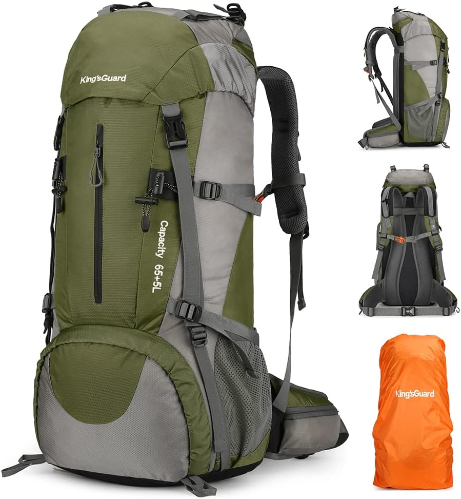 Hongxinghai 70L Camping Hiking Backpack with Rain Cover Waterproof Backpacking Backpack for Hiking Treeking Climbing Outdoor - Armygreen image number 3