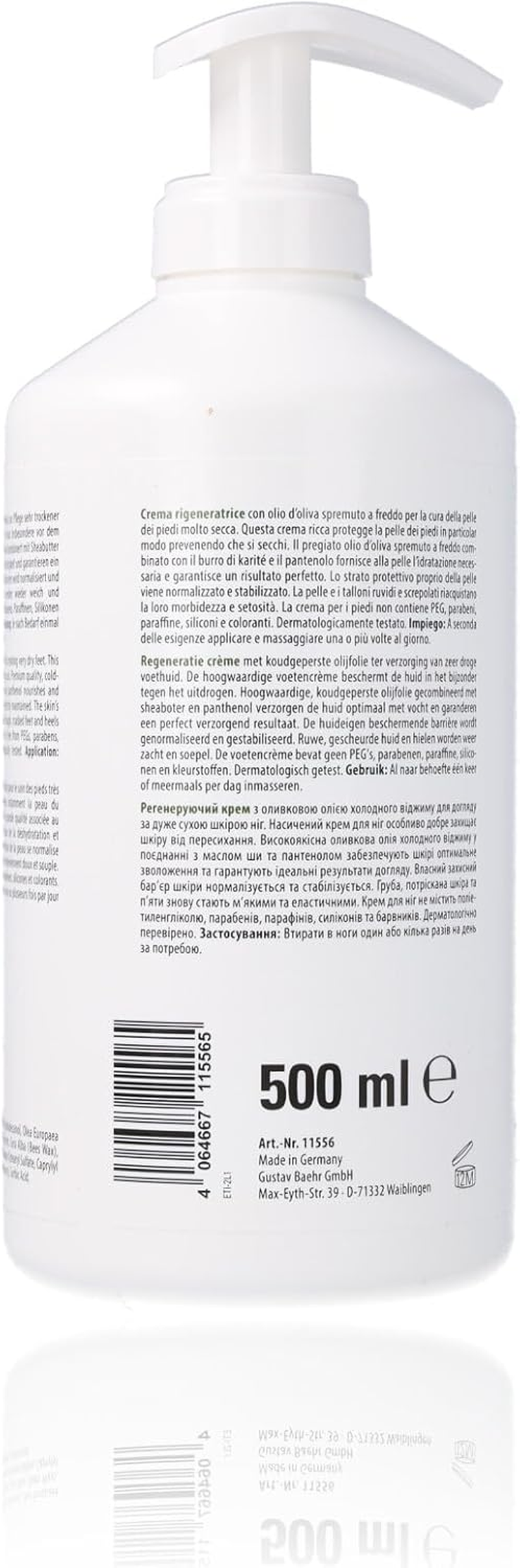 Pedibaehr Regeneration Cream with Cold-Pressed Olive Oil 500 Ml