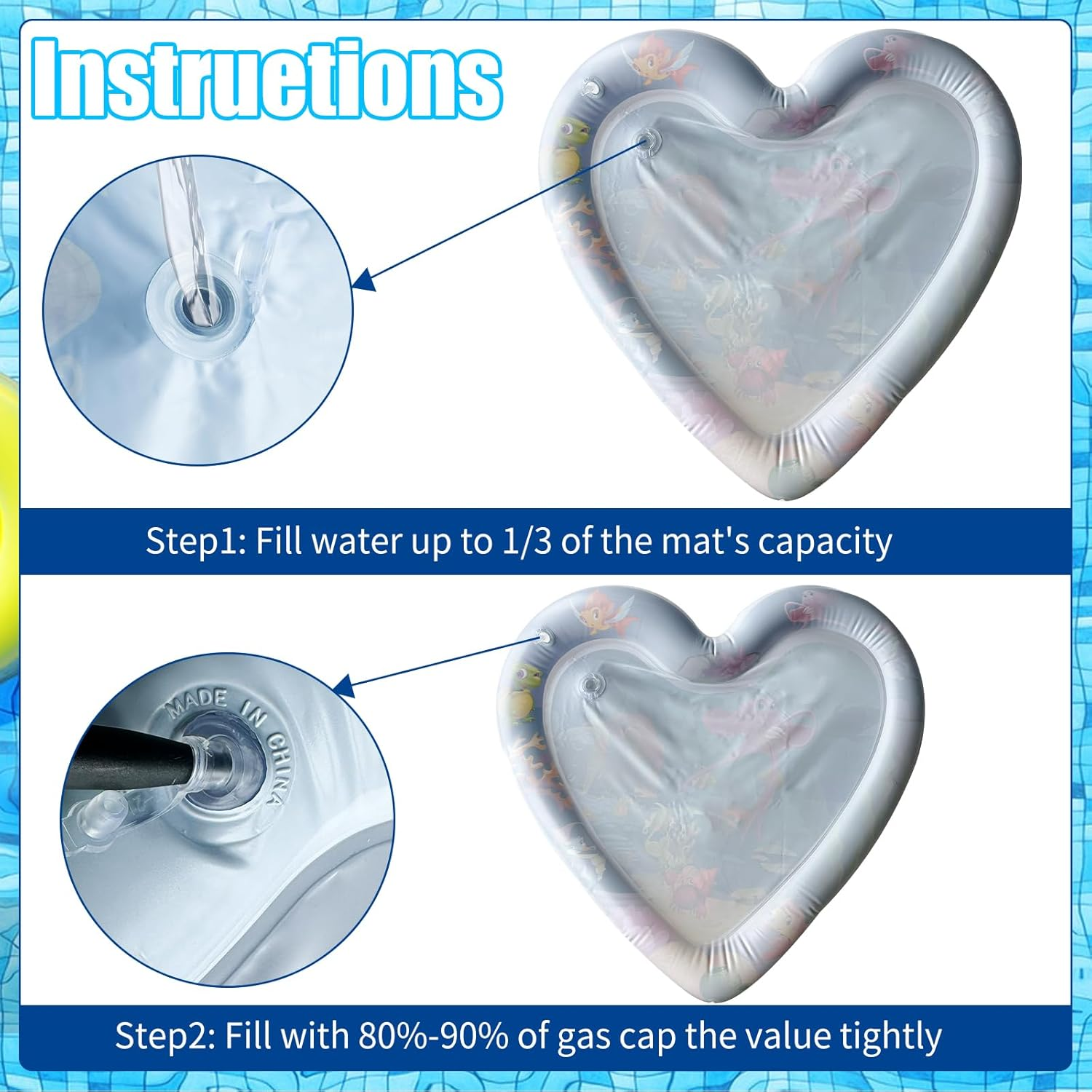 Water Mat Cat, Water Sensory Play Mat Cat Thickened Water Play Mat Cat Aquarium Themes Pet Play Water Sensor Play Mat with Fish Cool and Comfortable for Pets image number 5