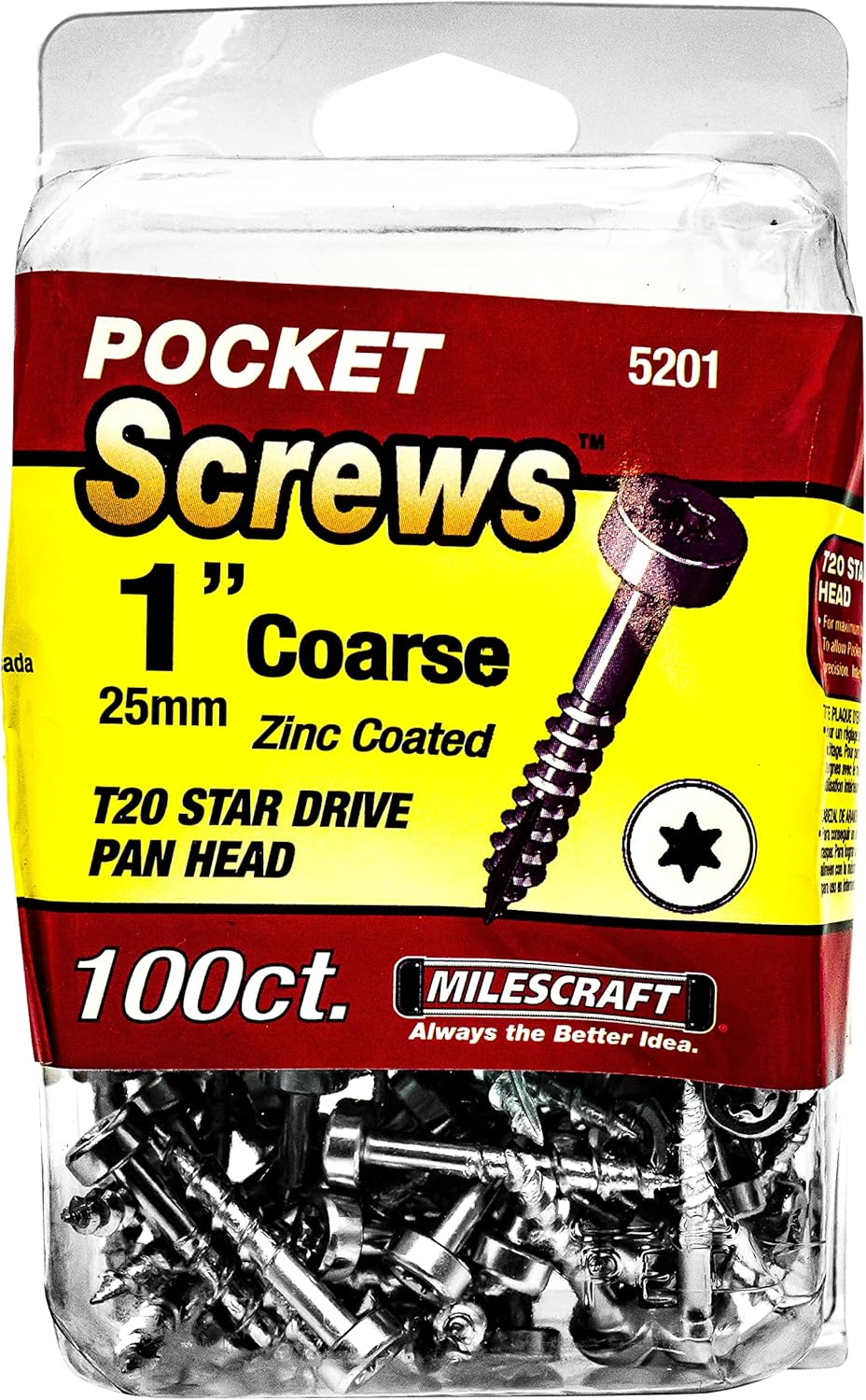 Milescraft SQD Pocket Coarse Wood Screw 50-Pieces, 8G X 50 Mm Size image number 2