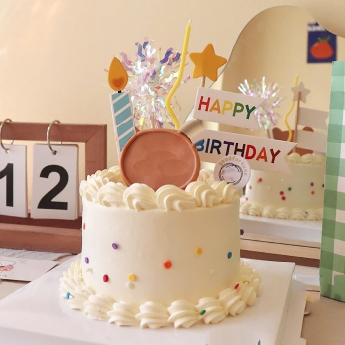 50Pcs Firework Cupcake Toppers Cocktail Food Fruit Toothpick Holiday Cake Decoration Cake Toppers Picks for Christmas Party Birthday Wedding Cake Decoration Party Favors Supplies, Random Color image number 4