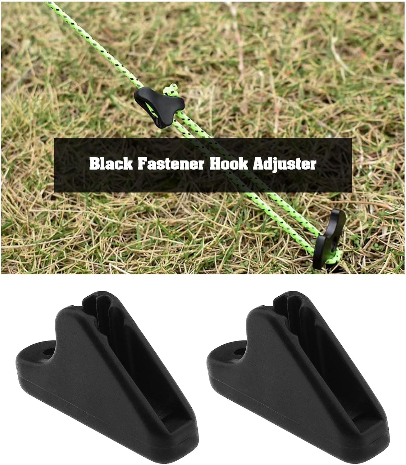 VGOL 20Pcs Rope Tensioner Replacement Wind Rope Buckle Plastic Cord Adjuster Anti-Slip Adjustable Tool for Outdoor Activities Black image number 4