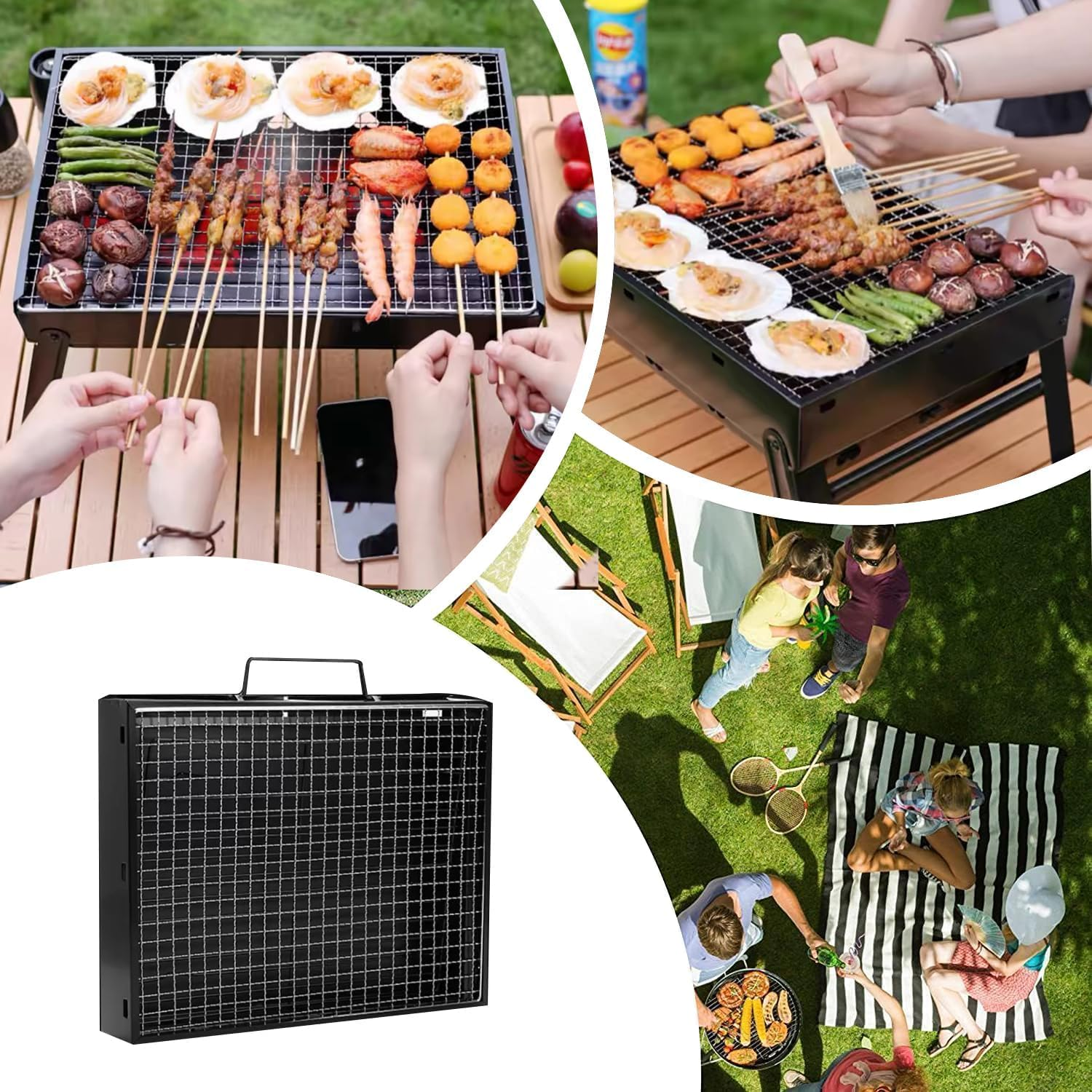 ZERIFAM Stainless Steel Foldable BBQ Grill - Folding Portable BBQ Charcoal Grill Compact Tabletop Mini Small BBQ Grill Outdoor for Travel Backyard Picnic Beach image number 5