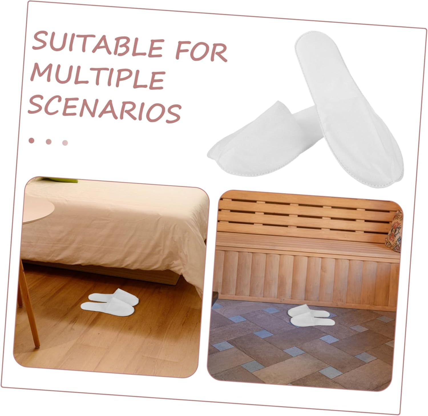 BATHVEVE 20 Pairs Disposable Guest Slippers Non-Slip Shoe Sole Lightweight Breathable Home Hotel Spa Slippers for Women Men Indoor Use Comfortable and Portable image number 5