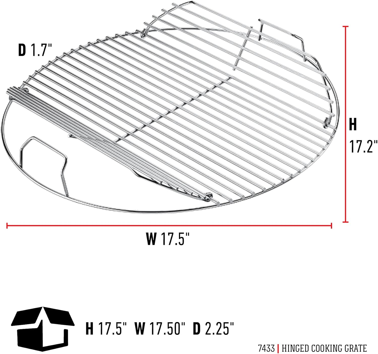 Weber 7433 Hinged Cooking Grate,18-1/2",Silver image number 3
