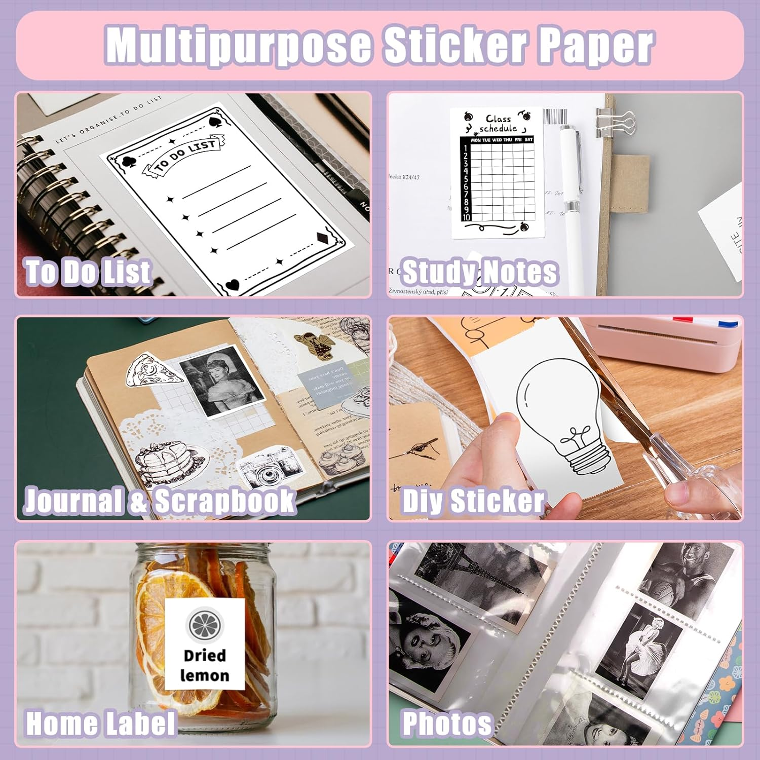 Memoking White Adhesive Thermal Sticker Paper, for M02 M02Pro M02S M03 M04S M04AS Mini Printer, 50Mm X 3.5M/Roll, Diameter 30Mm, 3 Rolls, Compatible with Phomemo Printer Paper, Keep for 20 Years image number 3