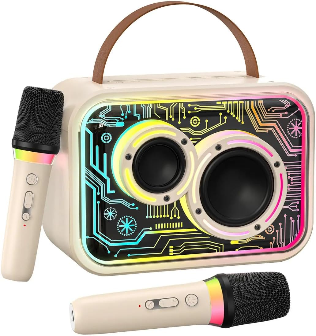 JYX Karaoke Machine with 2 Wireless Microphones for Adults, Bluetooth 5.3 Karaoke Microphone Wireless System with LED Lights, Portable Karaoke Speaker for Party (30W) image number 5