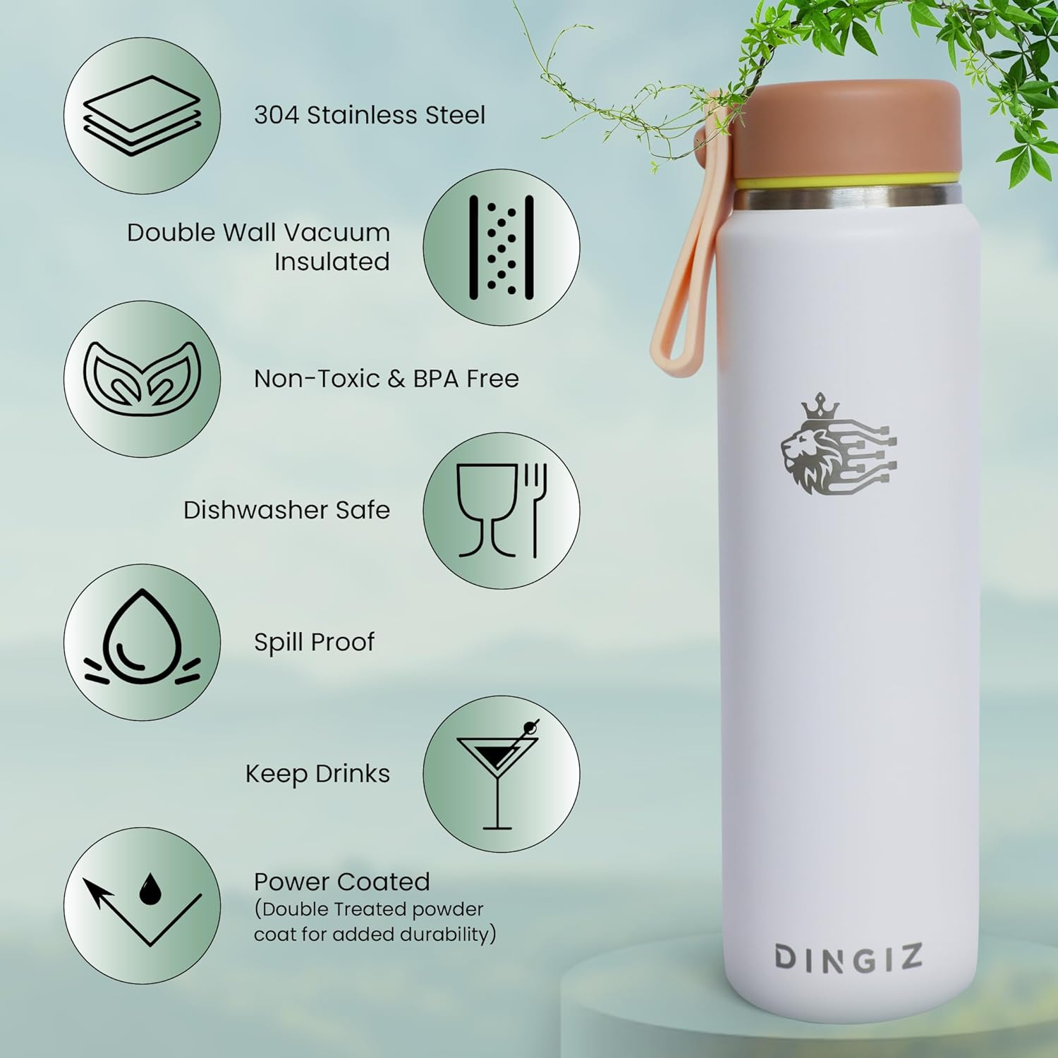 Dingiz 9Oz Stainless Steel Pocket Water Bottle &ndash; Mini Insulated Thermos Coffee Flask for Kids & Adults, Eco-Friendly, Compact Design for Purses, Office, School, Walking, and Travel