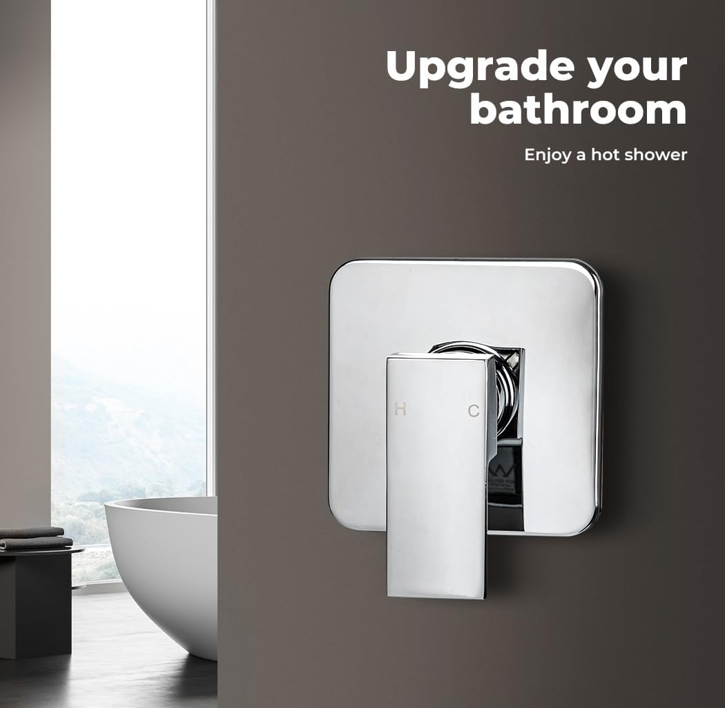 Dutxa Shower Mixer Tap Brass Bathroom Faucet Valve Chromed Square Silver,Showerhead Tap Fixtures Wall Mounted,Kitchen Bath Basin Taps Accessories Hot & Cold image number 2