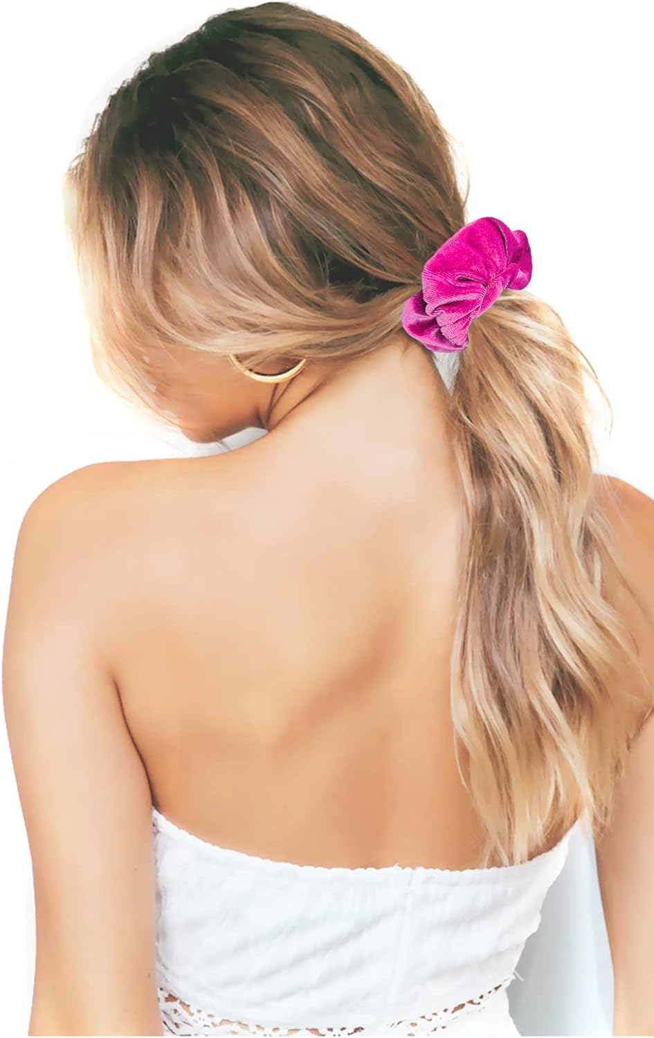 IVARYSS Hot Pink Scrunchies, Premium Velvet Soft Hair Scrunchy, Solid Colors Thick Elastic Bands, Hair Accessories for Women and Girls, 12 Pack image number 4