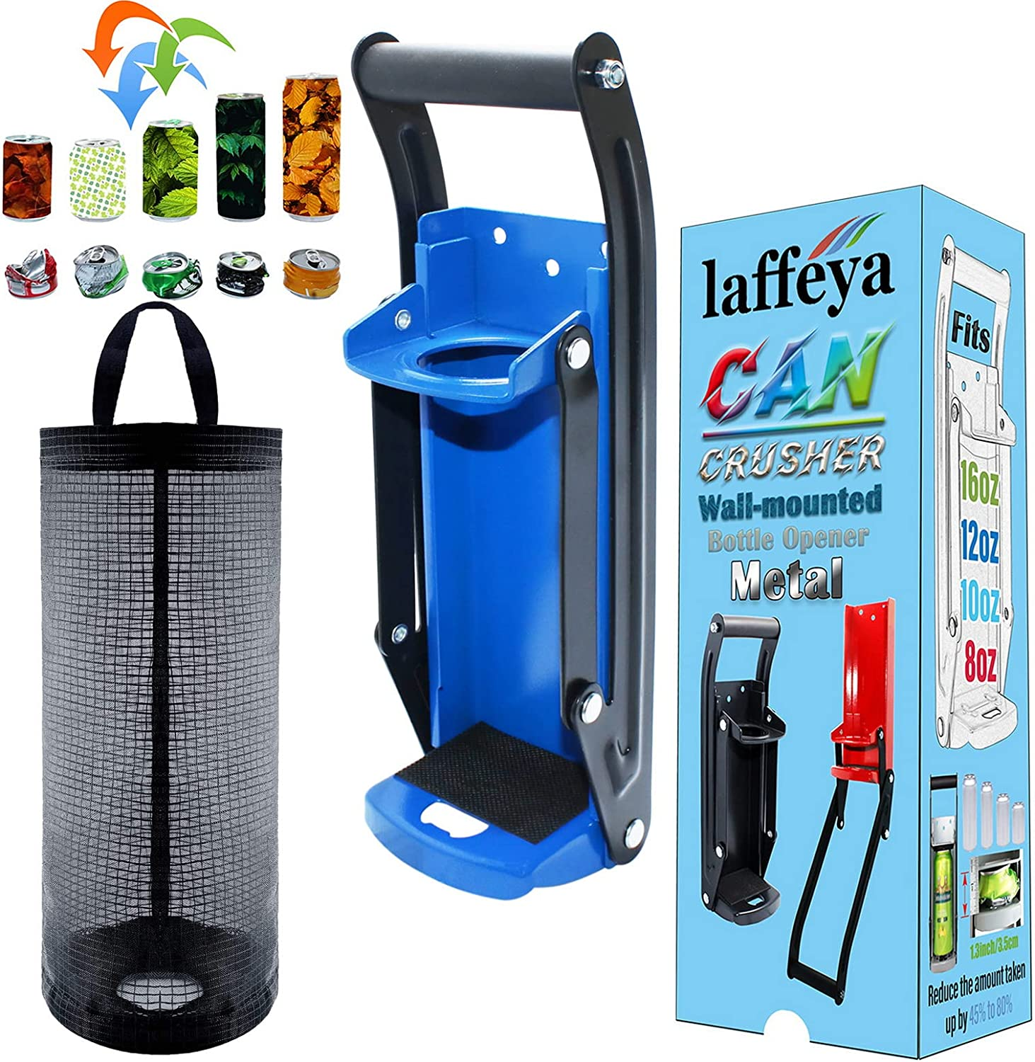 Laffeya Can Crusher Wall Mounted, Can Crusher 16 Oz, Crusher Aluminum, Soda Cans, Beer Cans and Water Bottles, Can Smasher for Recycling (16 Oz, Red)