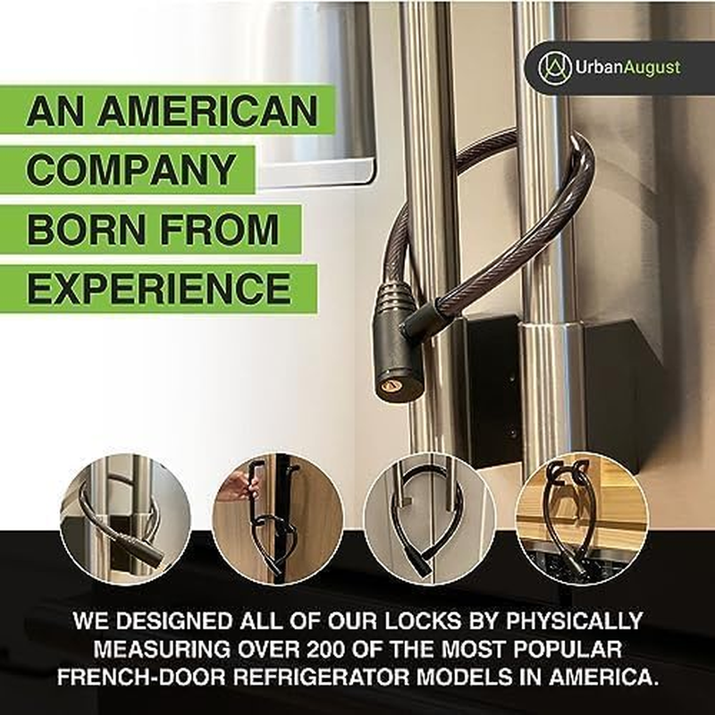Urban August Fridge Lock: Multi-Functional Cable Keyed Lock, for French-Door Refrigerators and Cabinets (One Pack) image number 2