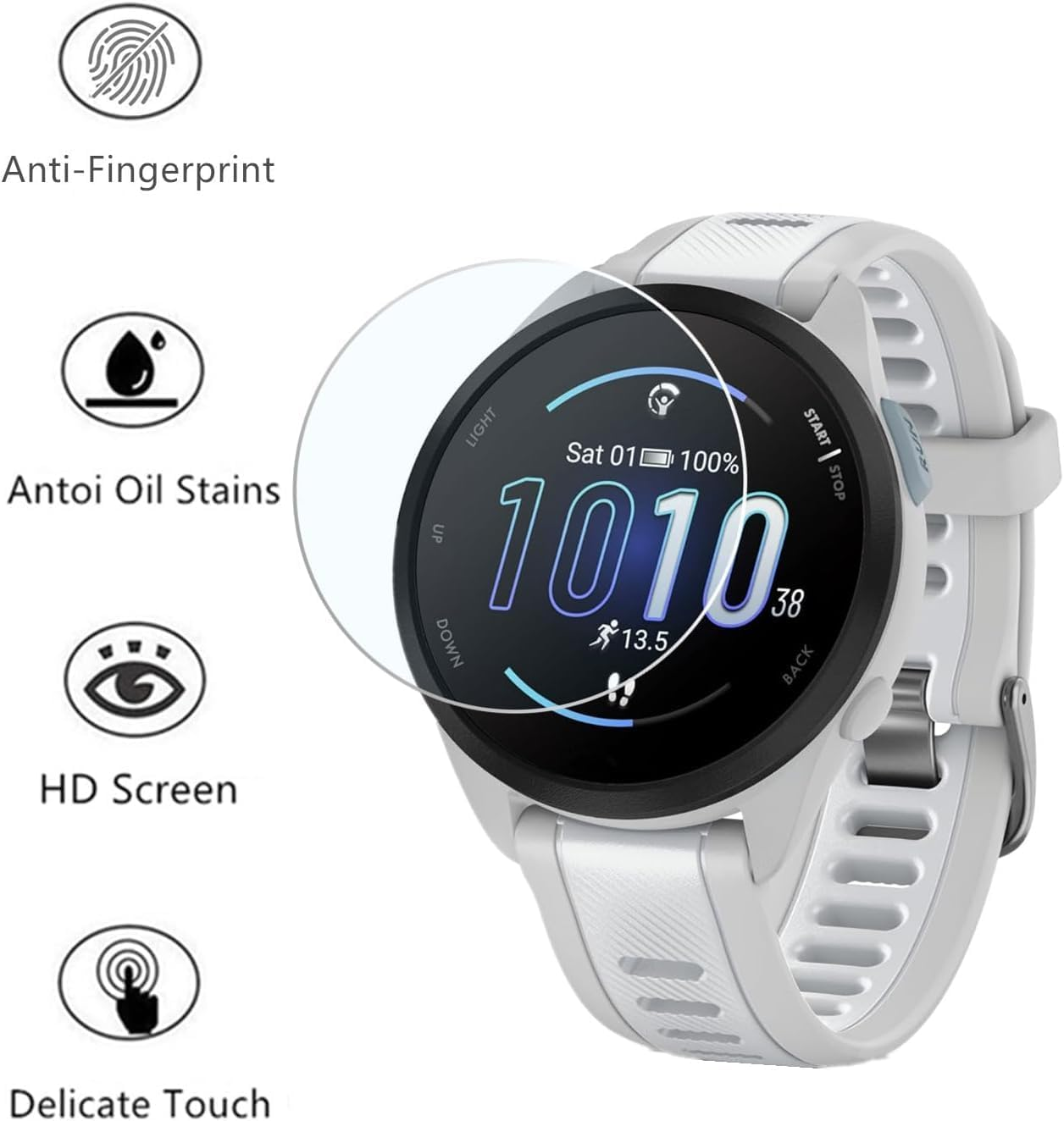 T Tersely (4 Pack) 9H Hardness Tempered Glass Screen Protector for Garmin Forerunner 165/165 Music, Screen Protector Film Guard for Garmin Forerunner 165/165 Music image number 3