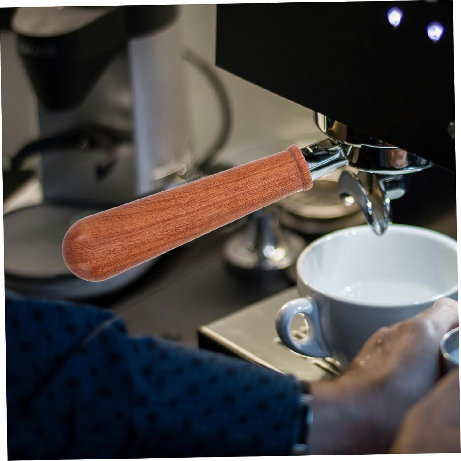 MUELODSIC Italian Wooden Coffee Portafilter Handle for Espresso Machines Bottomless Design for Easy Operation Quick Disassembly for Simple Maintenance Replacement Accessory for Cafe Use image number 2