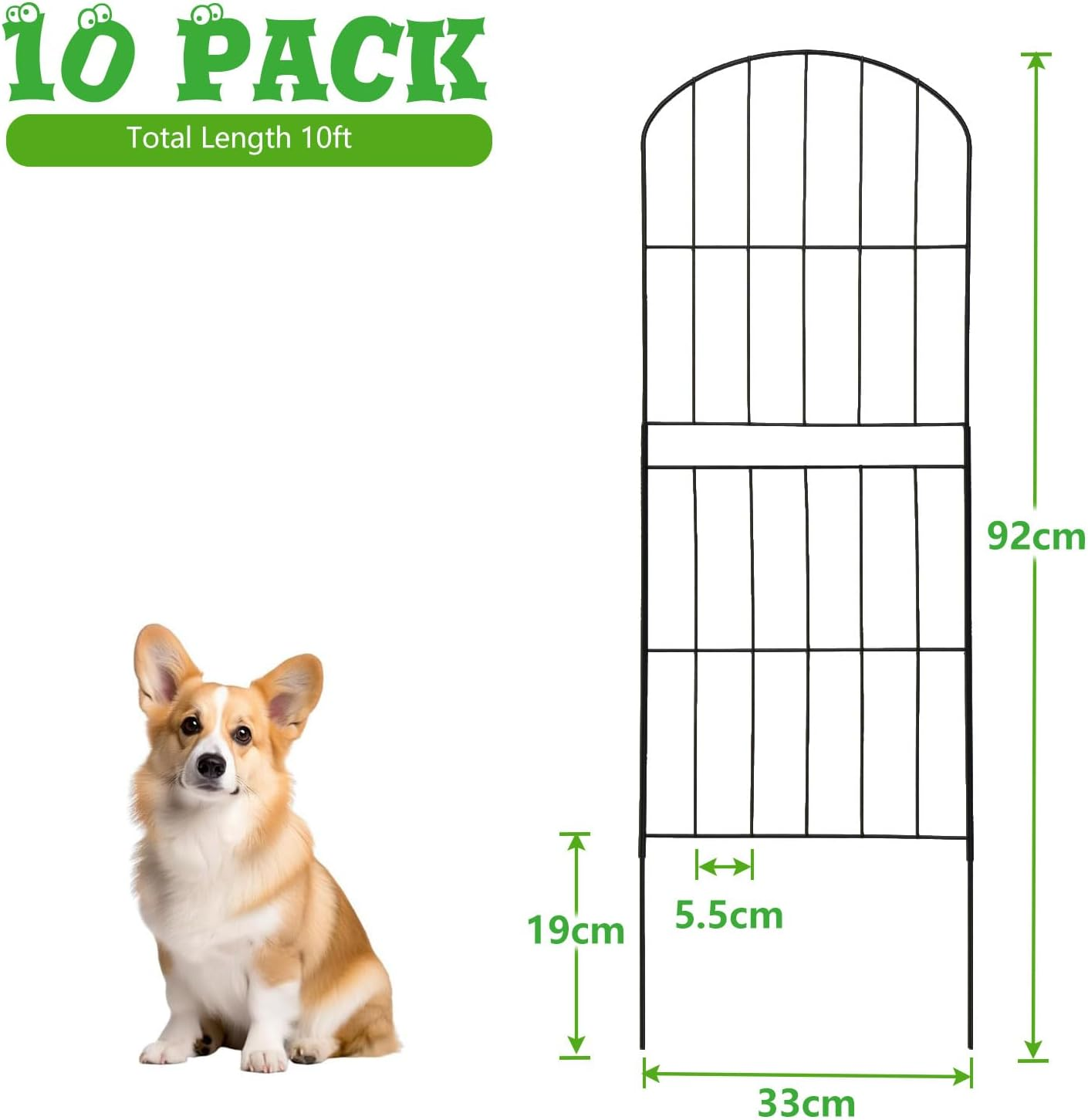 10 Pack Decorative Garden Fence Fencing, 92Cm (H) X 3.3M (L) Rustproof Metal Wire Panel Border Animal Barrier for Dog, Flower Edging for Yard Landscape Patio Outdoor Decor, Arched image number 5