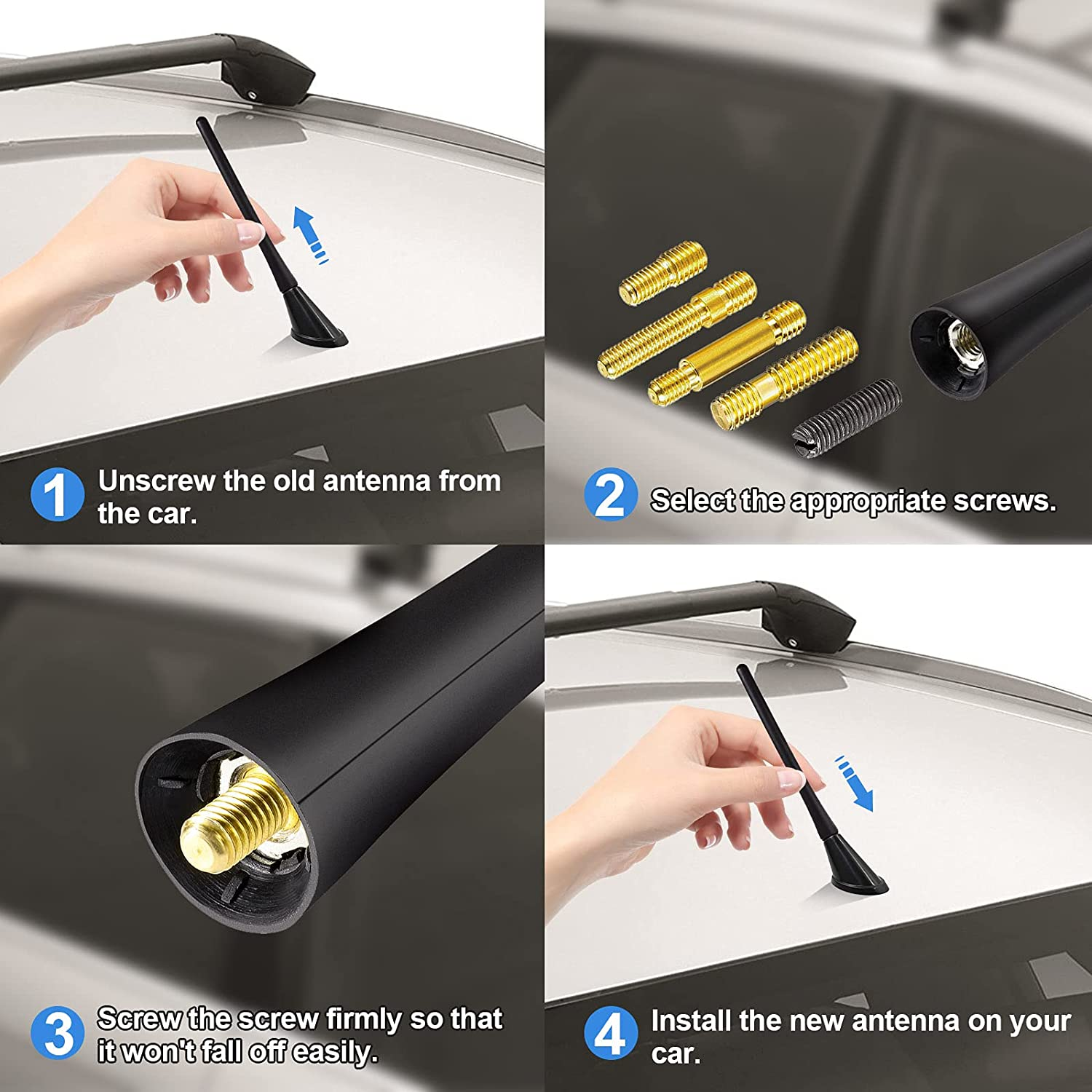 Bingfu Universal Vehicle Roof Mount Car Replacement Aerial Mast 16Cm/6.3 Inch Rubber Car Antenna image number 4