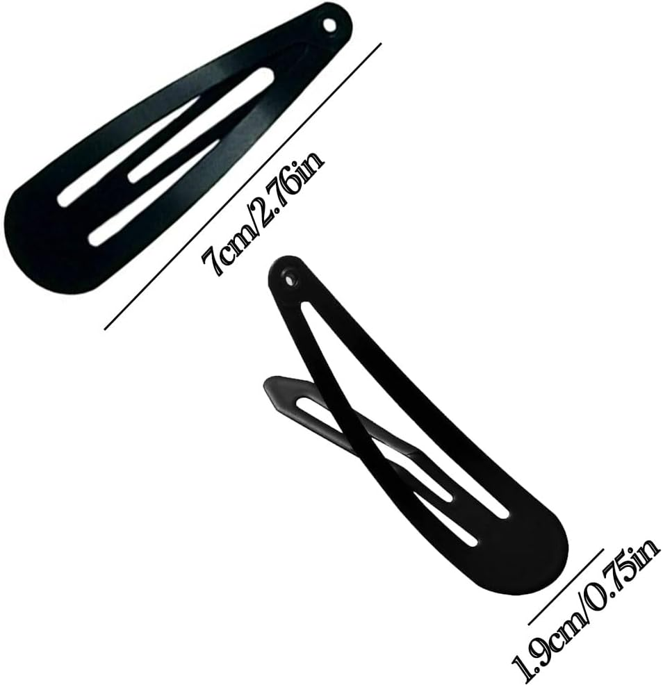 100Pcs Snap Hair Clips, NIANAN 7CM Black Hair Barrettes Clips Metal BB Hairpins Non-Slip Snap Clips with Storage Box Hair Accessory for Kids, Teens, Girls and Women image number 1
