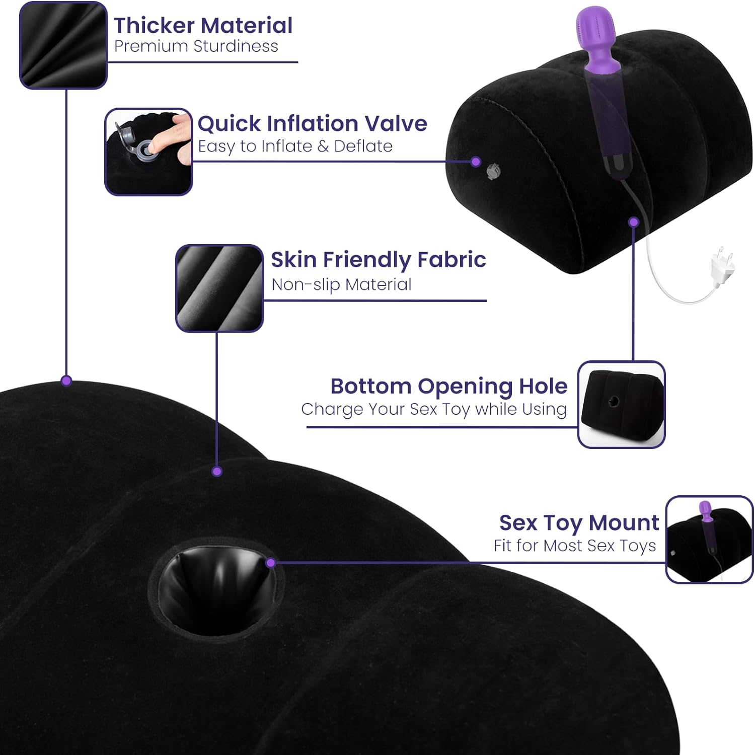 Tissi Dildo Mount Pillow Sex Position for Adults Toys Women Chair Toy Couples Black image number 2