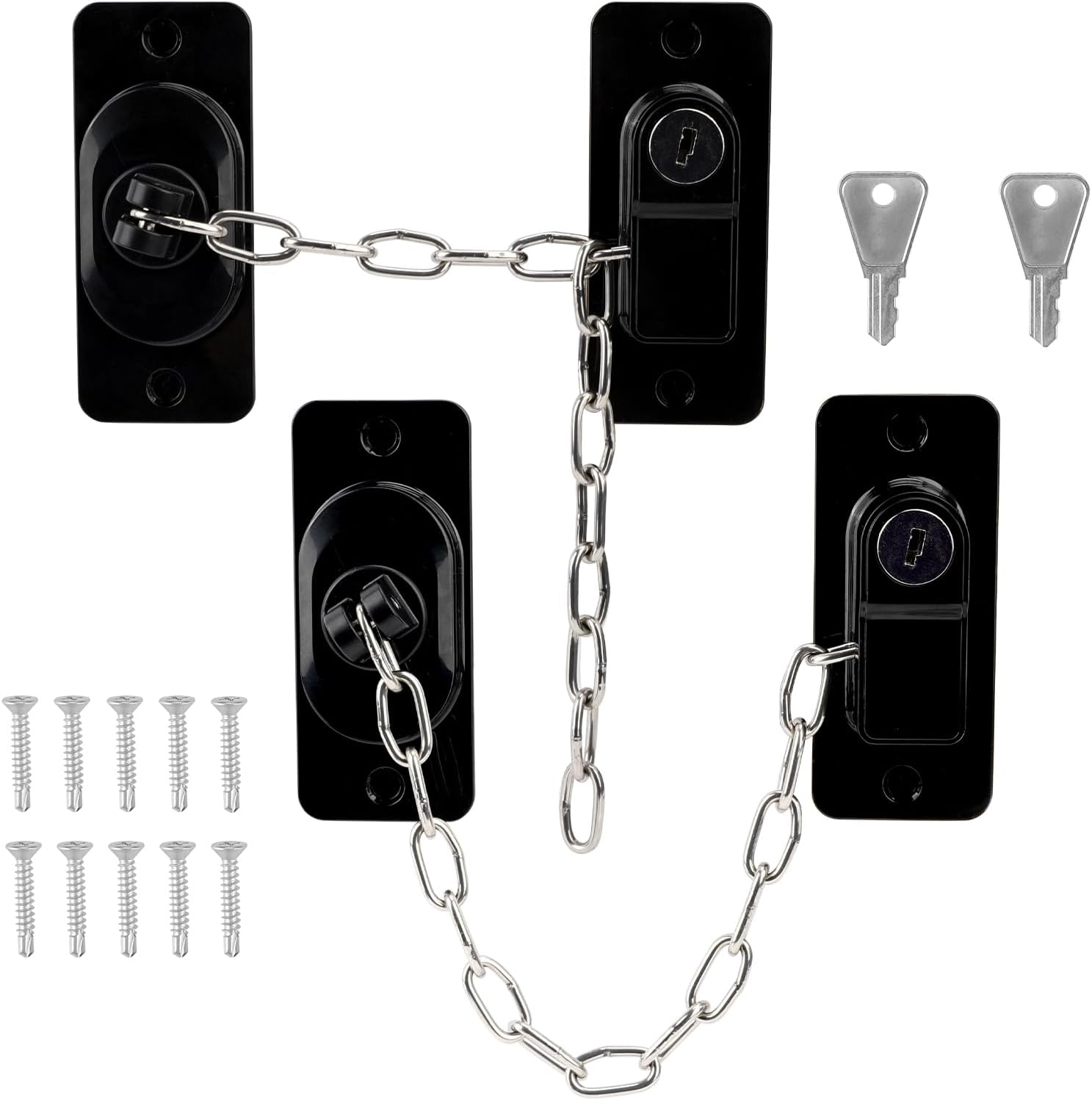 2 Pack Window Restrictor Child Safety Locks for UPVC and Wooden Windows, Newbinn Adjustable Window Safety Locks for Child Pets Cat Safety, No Drilling Fridge Refrigerator Locks with Keys, Black