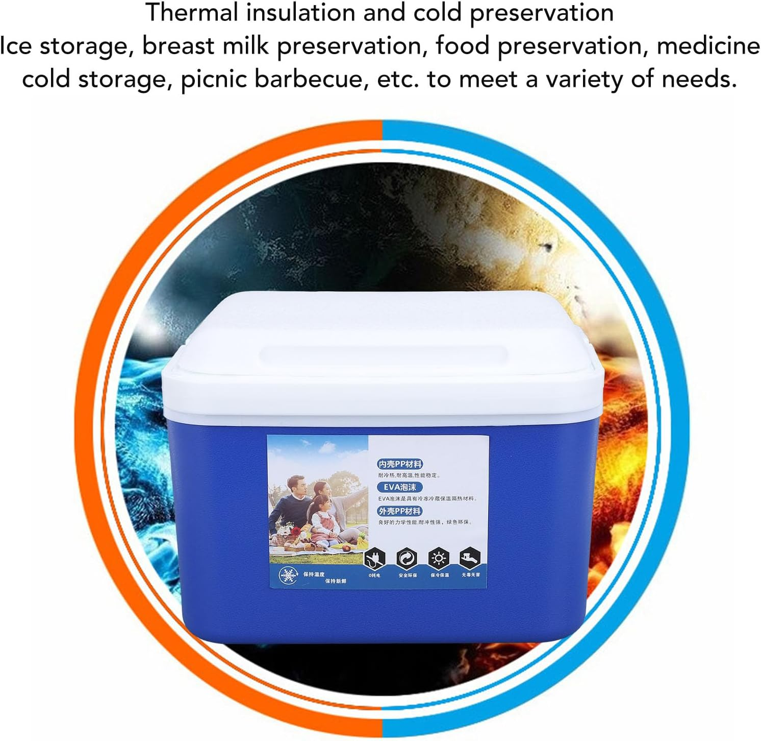 5L Insulated Portable Cooler, Large Capacity Insulated Hard Cooler Case Portable Cooler Box with Handle for Travel, Car, Picnic, Keeps Food Freshness and Drink Cool image number 3